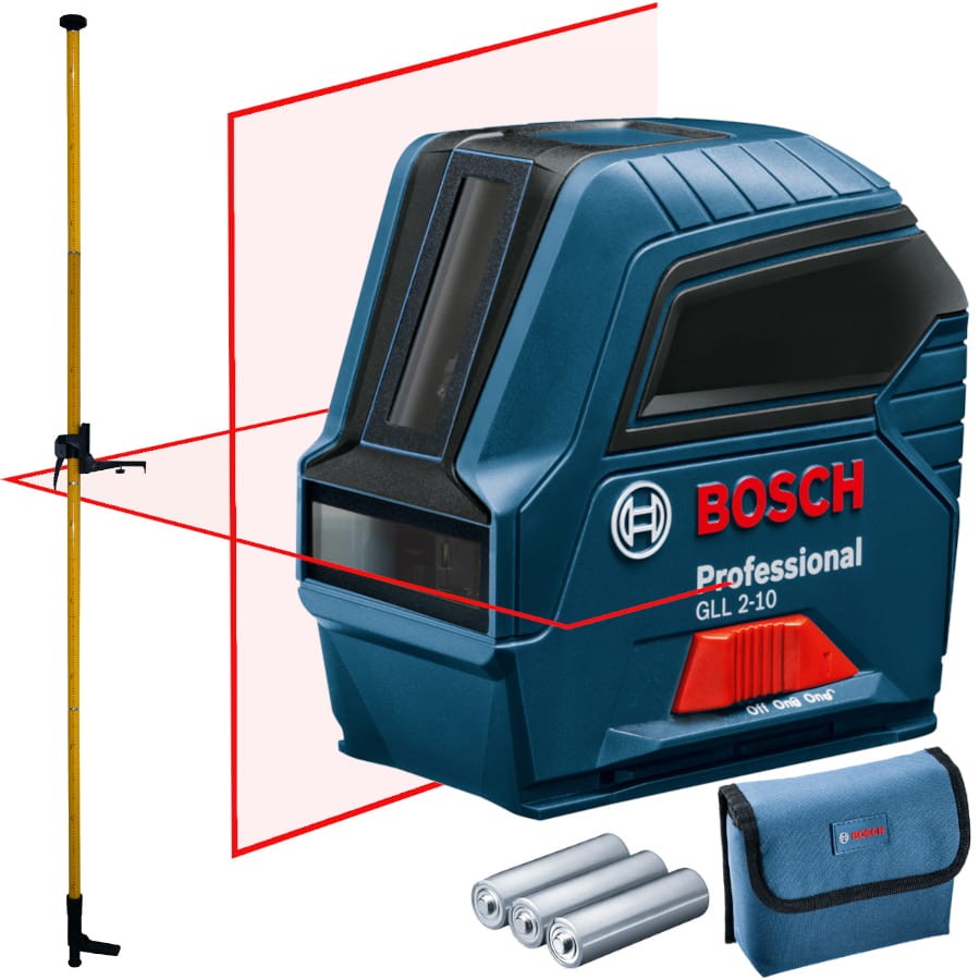 BOSCH GLL 2-10 Laser krzyżowy w etui + tyczka LP-33