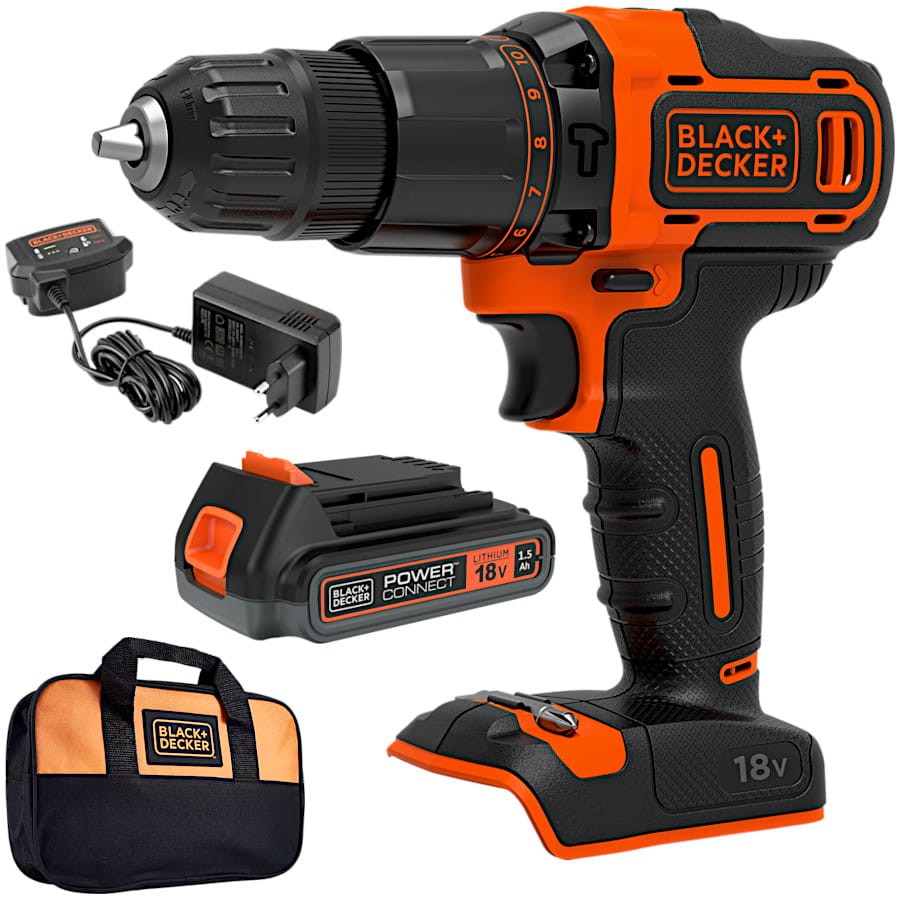 BLACK DECKER BCD700S1S Wiertarko-wkrętarka z udarem 18V + akumulator 1.5Ah