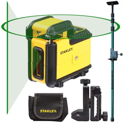 STANLEY STHT77594 CROSS 360 Laser liniowy krzyżowy zielony + tyczka GT-320 + akcesoria