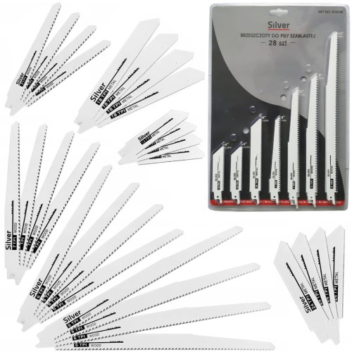SILVER Zestaw brzeszczotów do piły szablastej 28szt do drewna i metalu