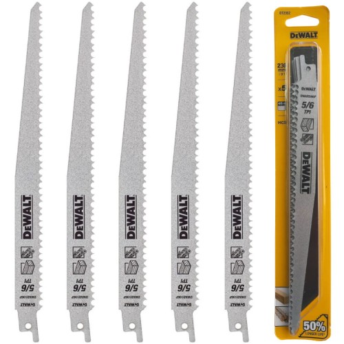 DEWALT DT2352 Brzeszczoty do drewna 5szt. 230mm HCS