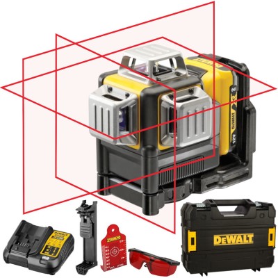 DEWALT DCE089D1R Laser krzyżowy akumulatorowy 10,8V czerwony + akcesoria