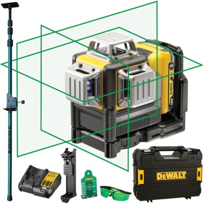 DeWalt DCE089D1G laser krzyżowy akumulatorowy 10,8V zielony + tyczka GT-320