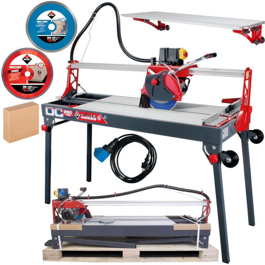 RUBI DC-250 1200 Przecinarka elektryczna do cięcia płytek + kabel + tarcza TPI 250 + przystawka