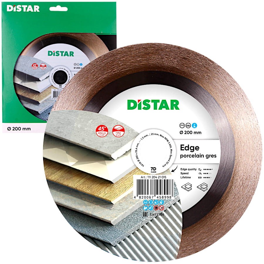 Tarcza diamentowa do ukosowania EDGE do ceramiki gresu 200x25.4mm DISTAR 11120421015