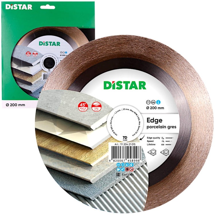 Tarcza diamentowa do ukosowania EDGE do ceramiki gresu 200x25.4mm DISTAR 11120421015