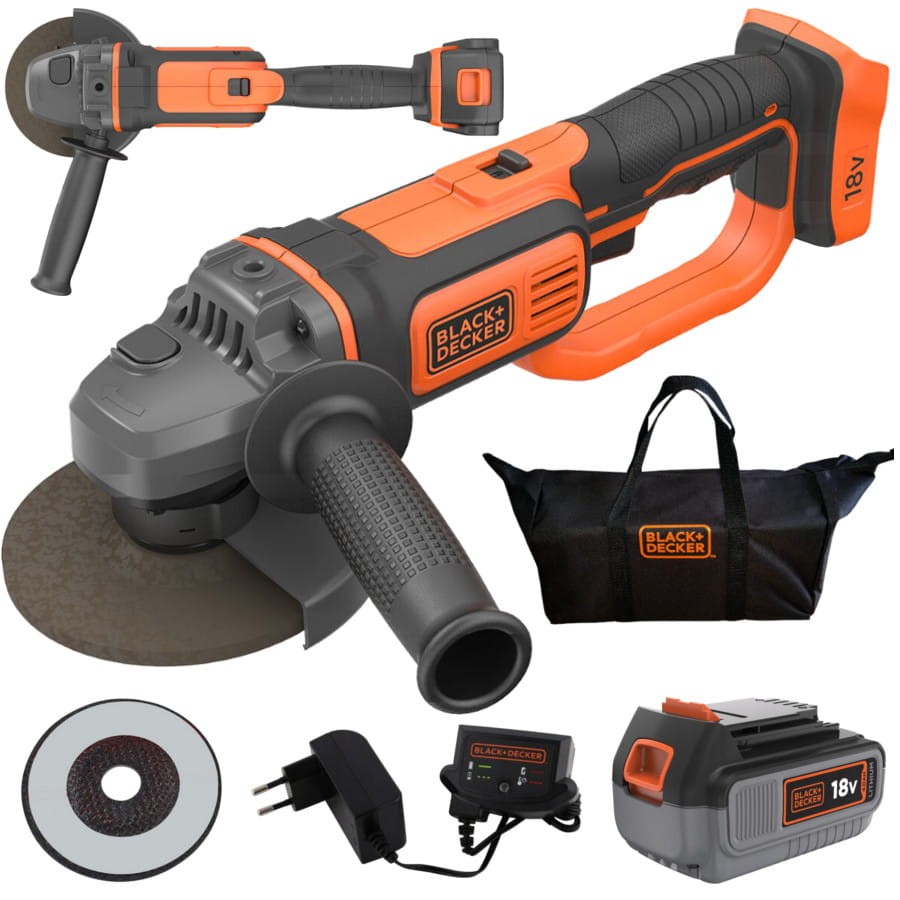 BLACK DECKER BCG720M1 Szlifierka kątowa akumulatorowa 18V 125mm 4Ah ład torba