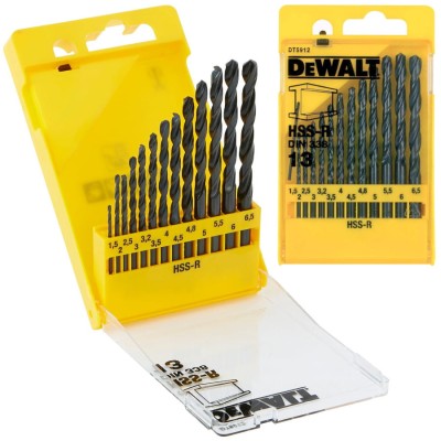 DEWALT DT5912 Zestaw wierteł do metalu HSS-R 13 sztuk w kasecie