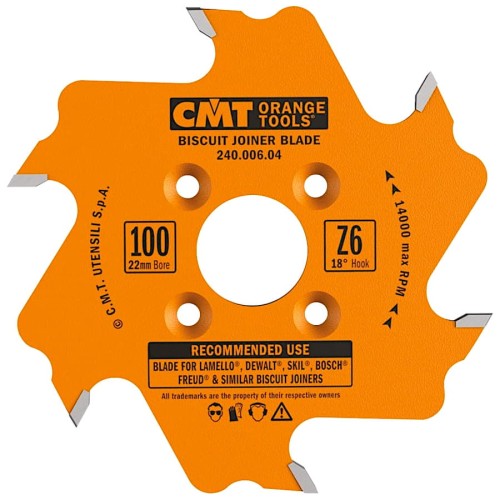CMT Frez tarczowy do lamelek 100x22mm 6z lamello