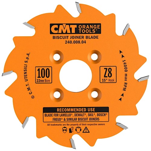 CMT Frez tarczowy notujący do lamelek 100x22mm 8z