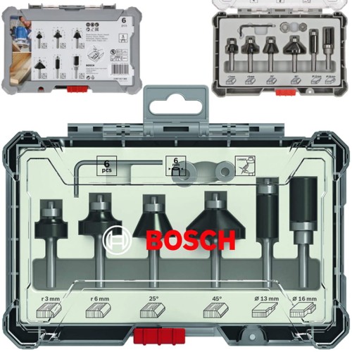 BOSCH Zestaw frezów profilowych do drewna 6szt 6mm