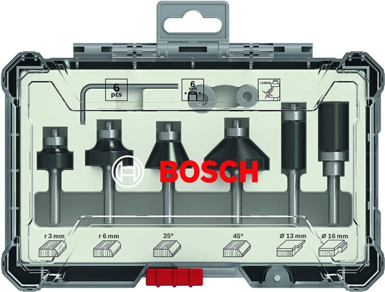 BOSCH frezy do drewna 6szt 8mm etui