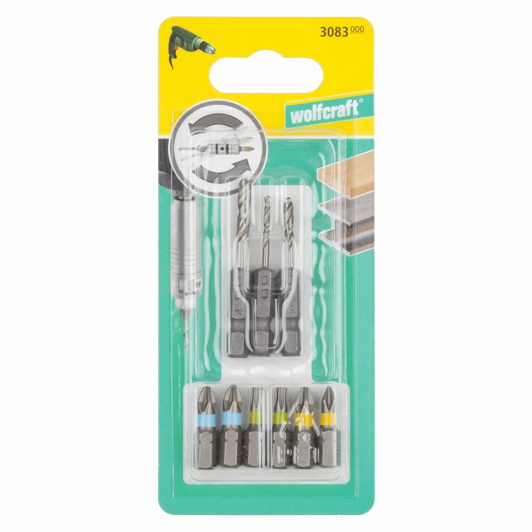 WOLFCRAFT 3083000 Zestaw bitów i 1/4'' Flipbit