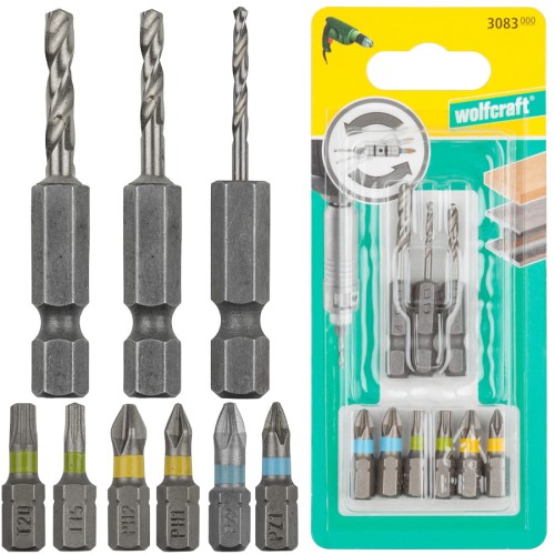 WOLFCRAFT 3083000 Zestaw wierteł i bitów i 1/4'' Flipbit 9el.
