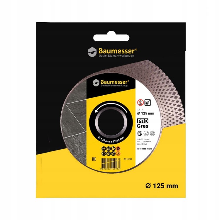 BAUMESSER Tarcza PRO GRES 125x22,23mm