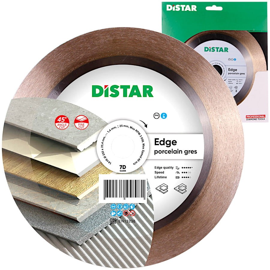 Tarcza diamentowa do ukosowania EDGE do ceramiki gresu 230x25.4mm DISTAR 11120421017