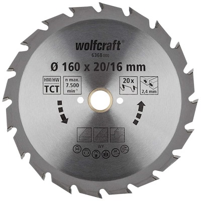 WOLFCRAFT 6368000 Tarcza pilarska HM do drewna 160x20mm