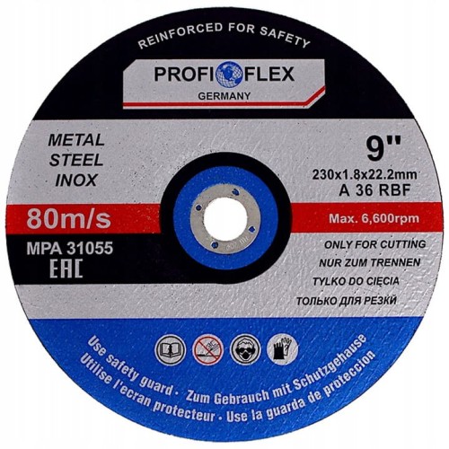 Tarcza tnąca do metalu aluminium inox 230x22.2mm