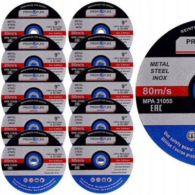 Tarcza tnąca do metalu aluminium inox 230x22.2mm 10szt