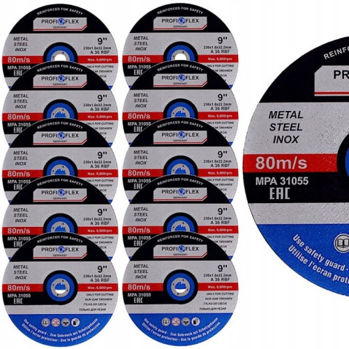 Tarcza tnąca do metalu aluminium inox 230x22.2mm 10szt