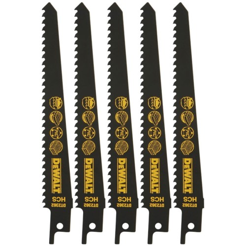 Brzeszczoty do cięcia drewna 5szt HCS stal węglowa DEWALT DT2362