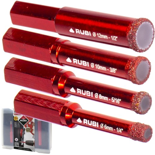 Zestaw wierteł diamentowych 4szt 6-12mm DRYGRES 4DRILL RUBI 05939