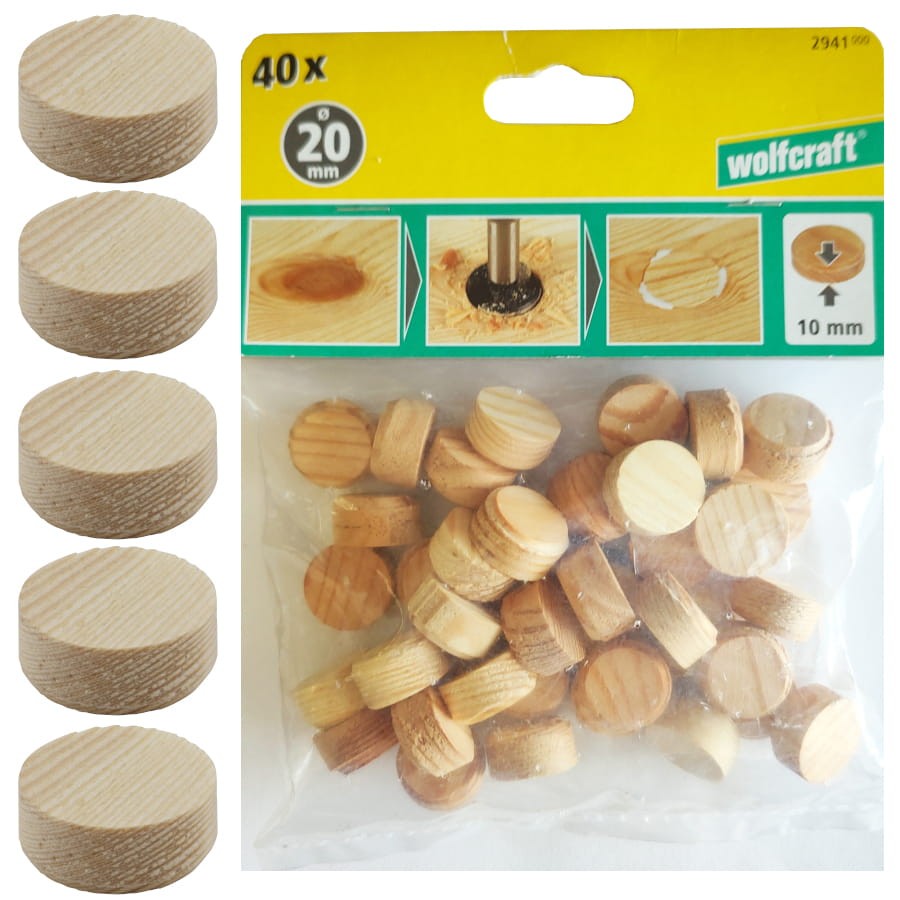 WOLFCRAFT 2941000 Płytki maskujące do sęków 20mm 40szt.