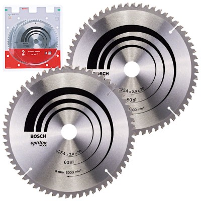 Bosch Tarcza pilarska Optiline Wood 254x30mm 2szt.