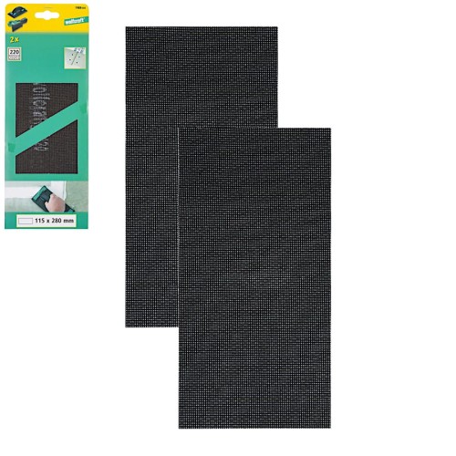 WOLFCRAFT 1988000 Siatka ścierna do płyt g-k 115x280mm gr. 220 2szt.