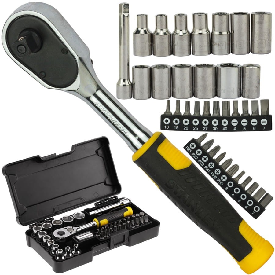 STANLEY 82-672 Klucz grzechotka 1/4" + bity i nasadki