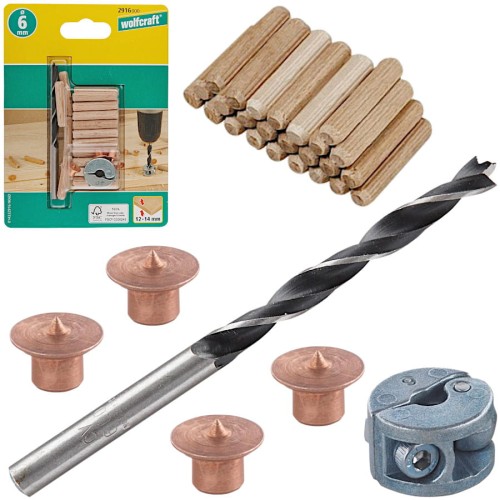 WOLFCRAFT 2916000 zestaw do połączeń kołkowych 6 mm