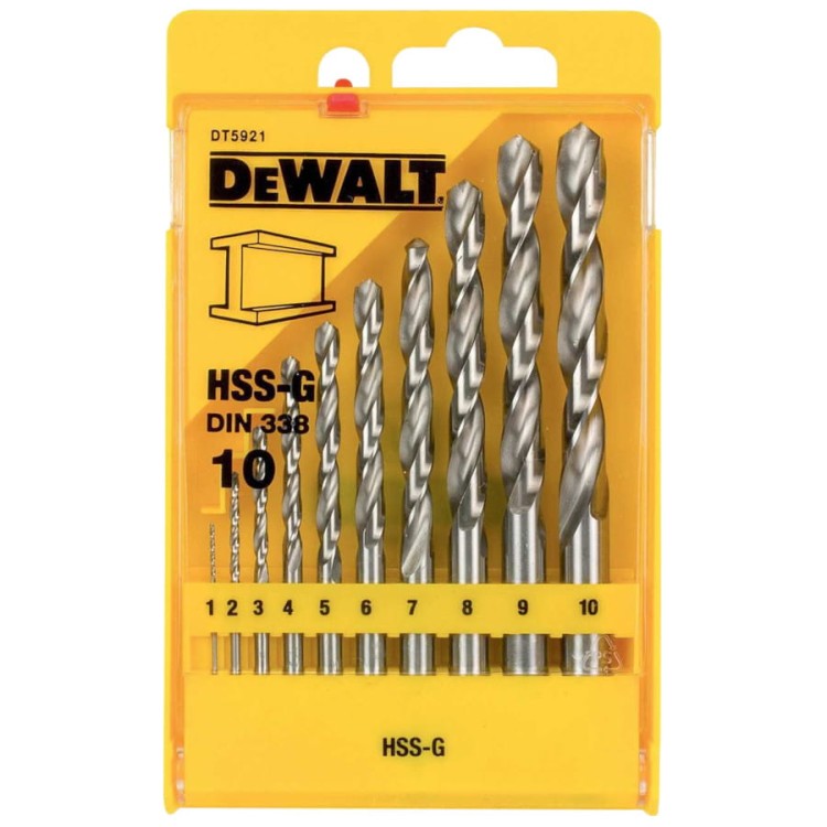 DEWALT DT5921 wiertła do metalu HSS-G 10 sztuk w plastikowej kasecie