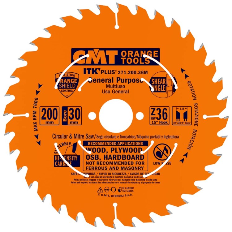 CMT Tarcza pilarska do cięcia drewna 200x30mm 36z