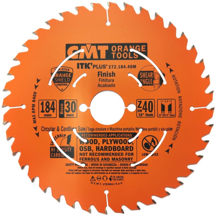 CMT Tarcza pilarska do cięcia drewna 184x30mm 40z 272.184.40M