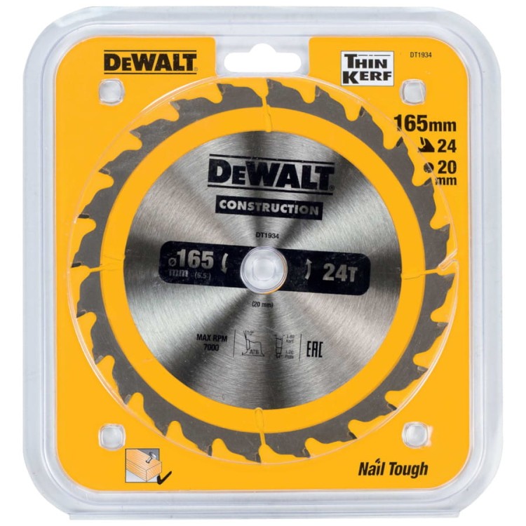 DEWALT tarcza do drewna 165 x 20mm 24 zębów