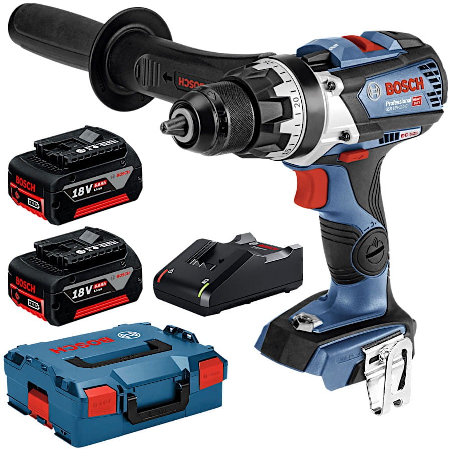 BOSCH Wiertarko-wkrętarka GSR 18V-110 C 18V + 2x 5.0Ah