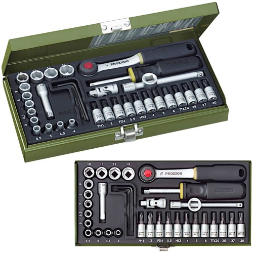 PROXXON 23080 Zestaw kluczy nasadowych z grzechotką 1/4" dla mechaników 36el.