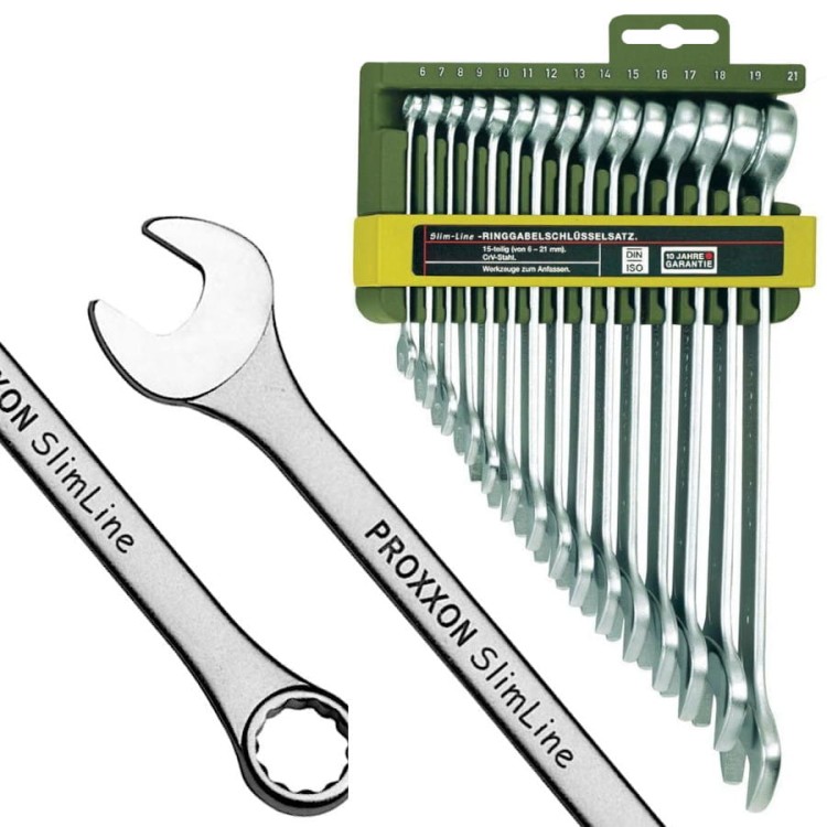 PROXXON 23821 Zestaw kluczy płasko-oczkowych 6-21mm 15el. SlimLine