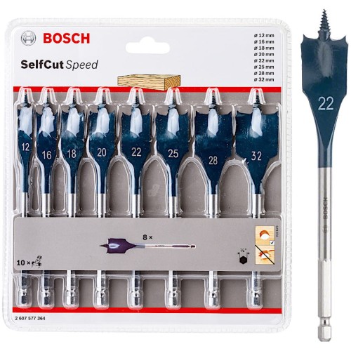 BOSCH Zestaw wierteł płaskich do drewna Self Cut Speed 12-32mm 8szt.