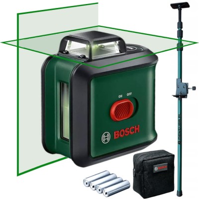 BOSCH Laser krzyżowy w etui Universal Level 360 wiązka zielona + tyczka GT-320