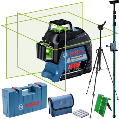 BOSCH Laser krzyżowy GLL 3-80 G + statyw W425 + tyczka GT-320