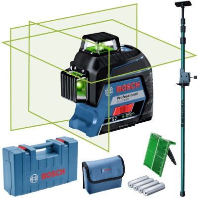 BOSCH Laser krzyżowy GLL 3-80 G + tyczka GT-320