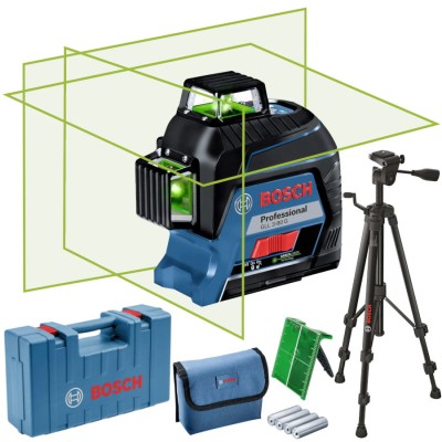 BOSCH Laser krzyżowy GLL 3-80 G + statyw do lasera BT150