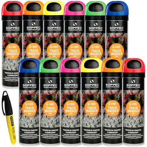 SOPPEC TRACK MARKER farba do znakowania mix kolorów 12 sztuk + marker permanentny