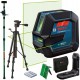 BOSCH GLL 2-15 G Laser krzyżowy zielony + statyw Bosch BT-150 + tyczka TP-320