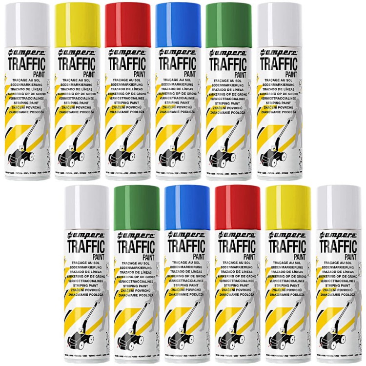 AMPERE TRAFFIC PAINT Farba do malowania linii 500ml 12szt. mix