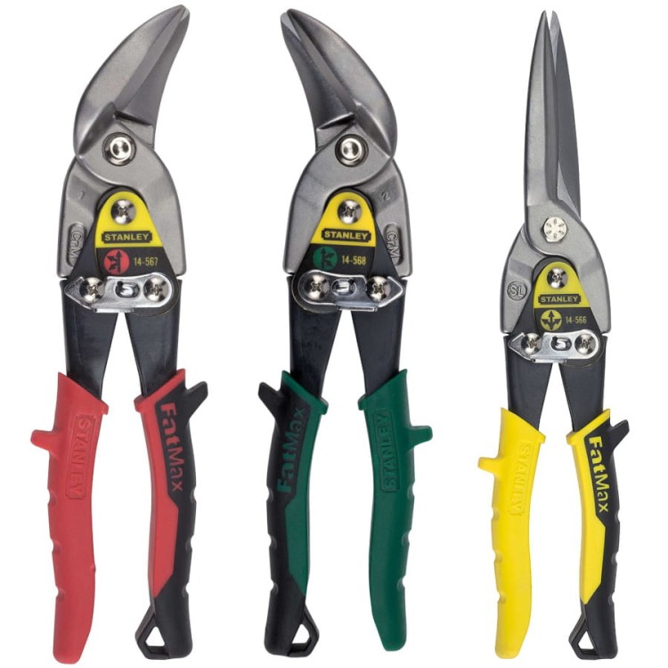 STANLEY Nożyce wygięte do blachy lewe prawe proste