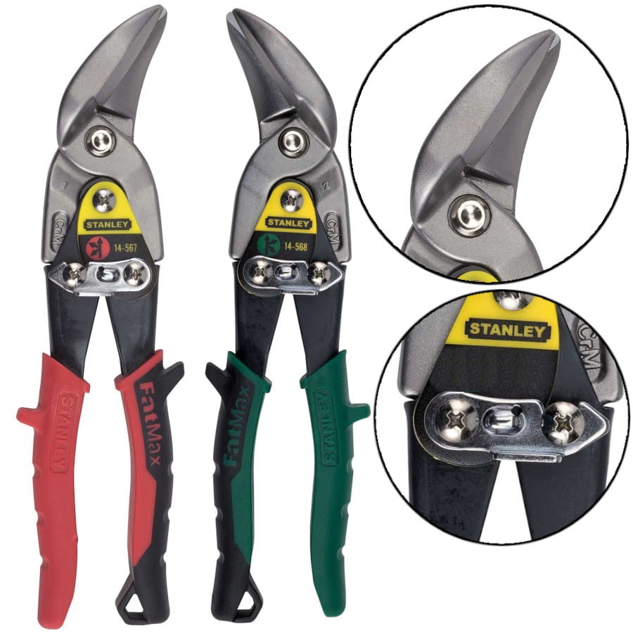 STANLEY Nożyce wygięte do blachy lewe prawe