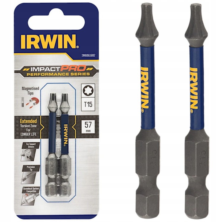 IRWIN BITY IMPACT PRO TORX T15 57mm 2szt.