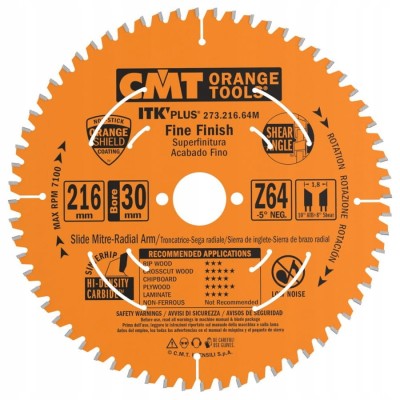 CMT 273.216.64M Tarcza do drewna ITK Plus 216x30mm 64z